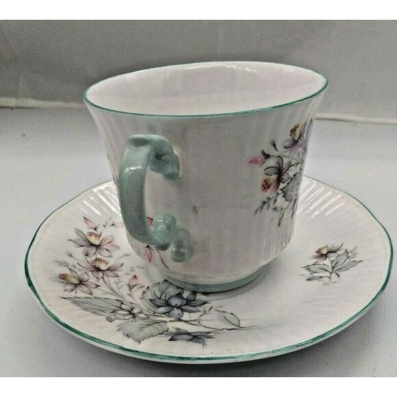 Vintage Queens Rosina Tea Cup and Saucer, Pastel Blue and Pink Flower - Picture 5 of 11